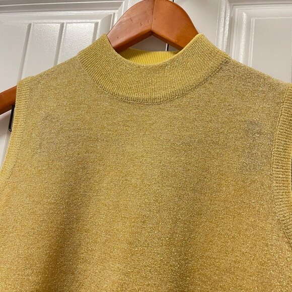Vintage Sparkly Tinsel Knit Sleeveless Top Gold Yellow – S - Picture 3 of 6
